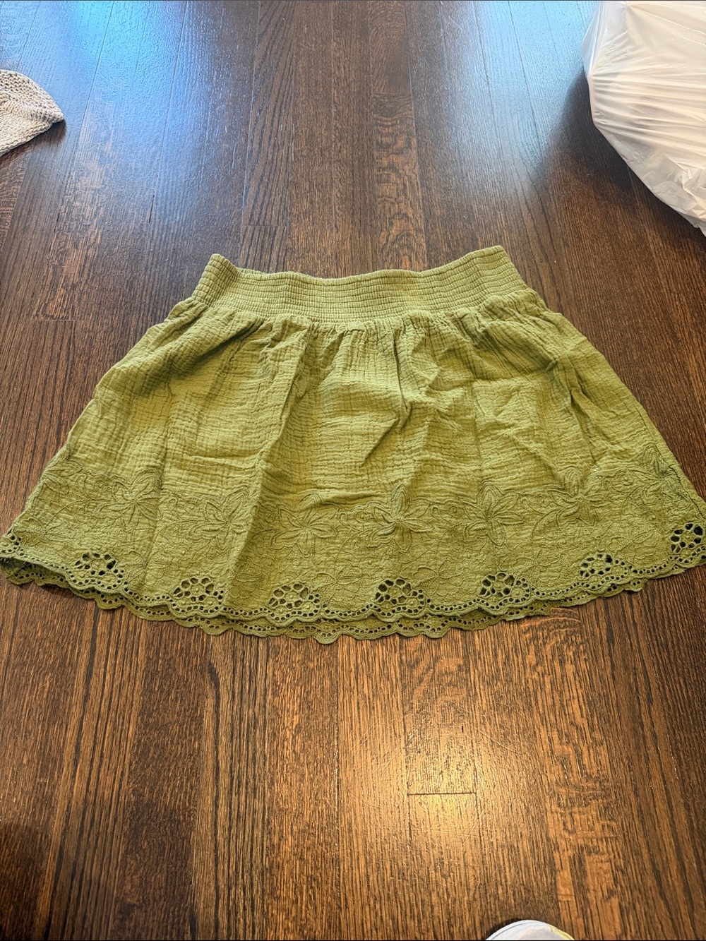 Universal Thread Olive Green Embroidered Eyelet Mini Skirt